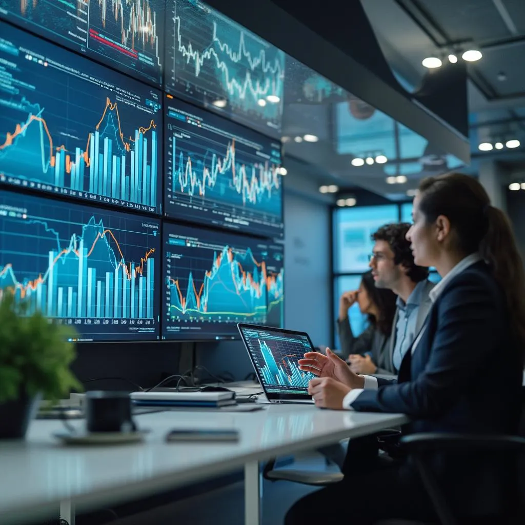 Analistas financieros evaluando datos económicos de Colombia