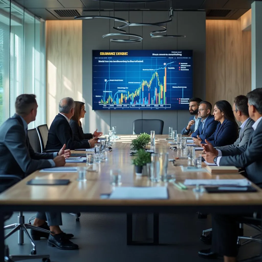 Expertos financieros discutiendo estrategias de mitigación